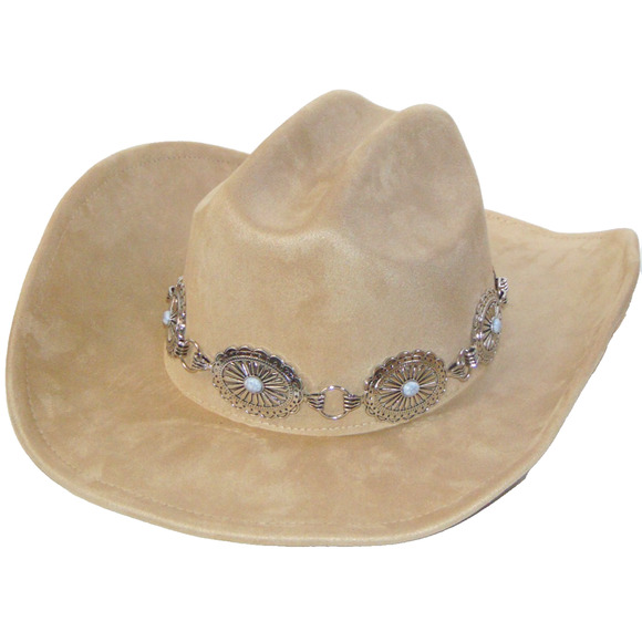 Illuma Womens Western Cowboy Hat Tan Buckskin Silver Concho Stone Band OS NWT main image 5